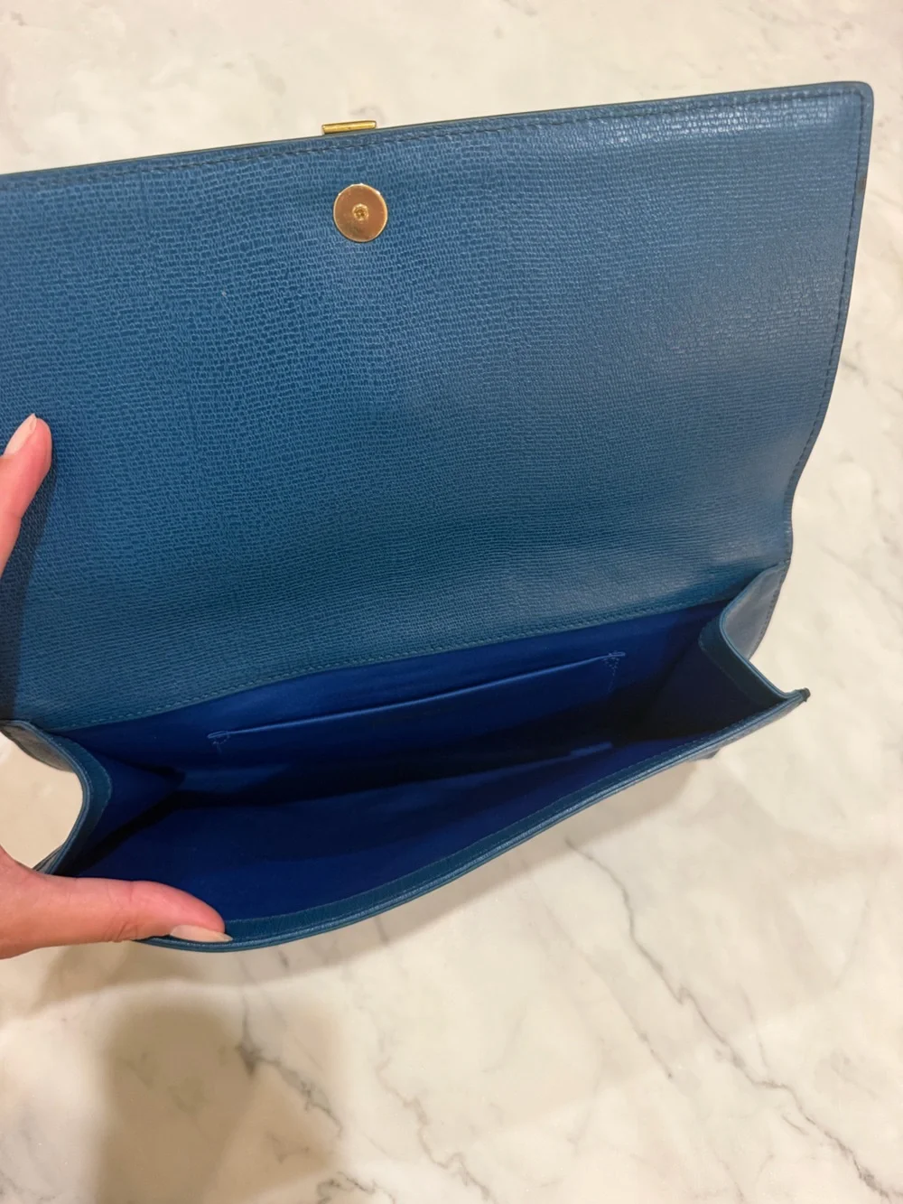 Yves Saint Laurent Blue Leather Clutch